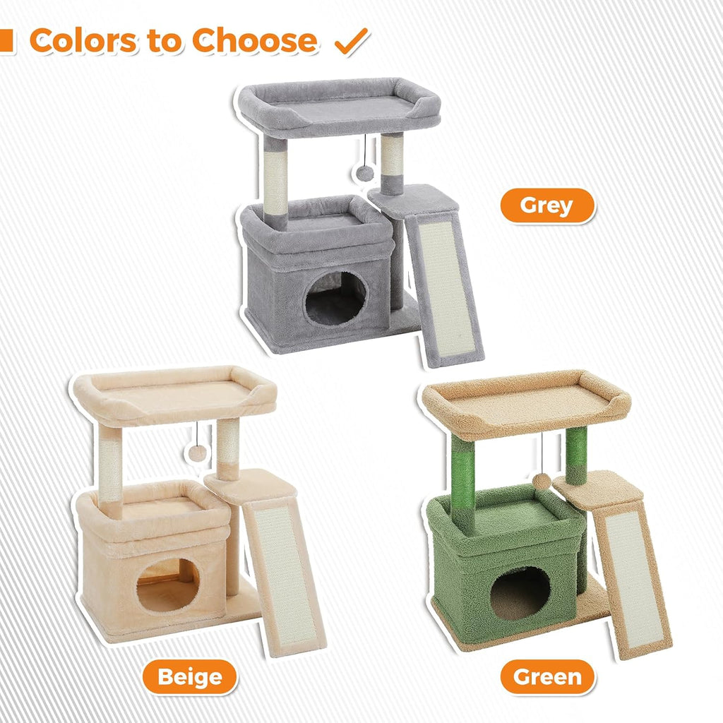 Cat Tree for Small Medium Cats, Gray Cat Tower for Indoor Cats