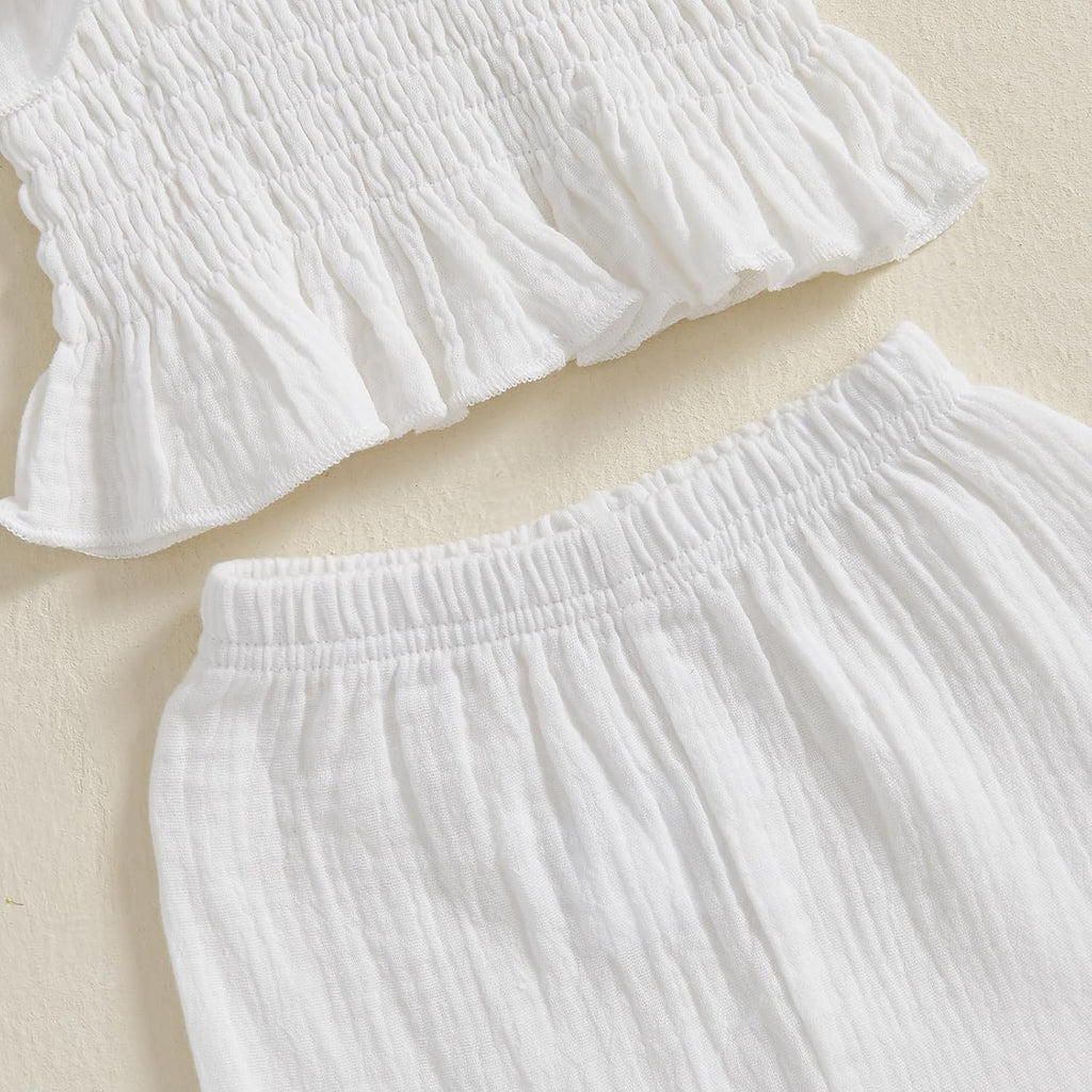 Toddler Baby Girl Smocked Outfit Halter Shirt Flared Pants Set