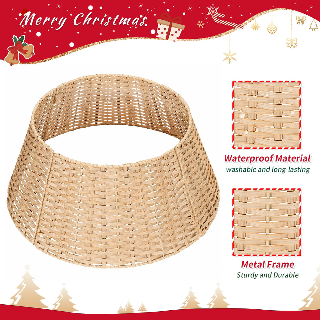 Tree Collar for 4-7.5 ft Tree, Christmas Wicker Tree Collar