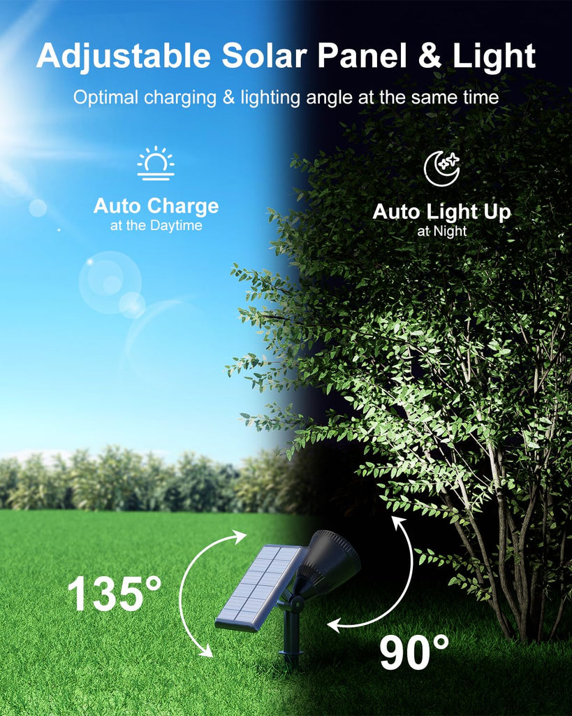 2 Pack Solar Powered Spot Lights Outdoor Waterproof Super Bright LED