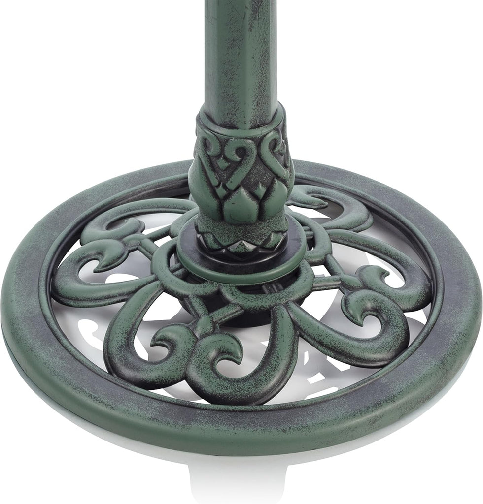40" Tall Outdoor 3 Tier Pedestal Water Fountain with Vintage Birdbath Accent, Garden Decor, Green
