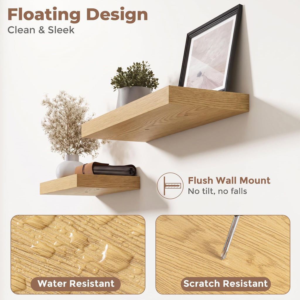 48 Inch Floating Shelves for Wall 2 Pack, 8"D Wood Gra Shelves