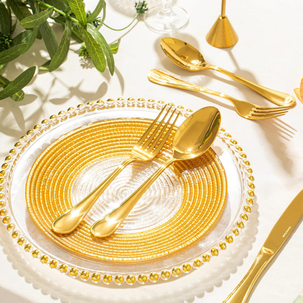 18/10 Stainless Steel Silverware Set for 8, 40 Piece Gold Flatware Set