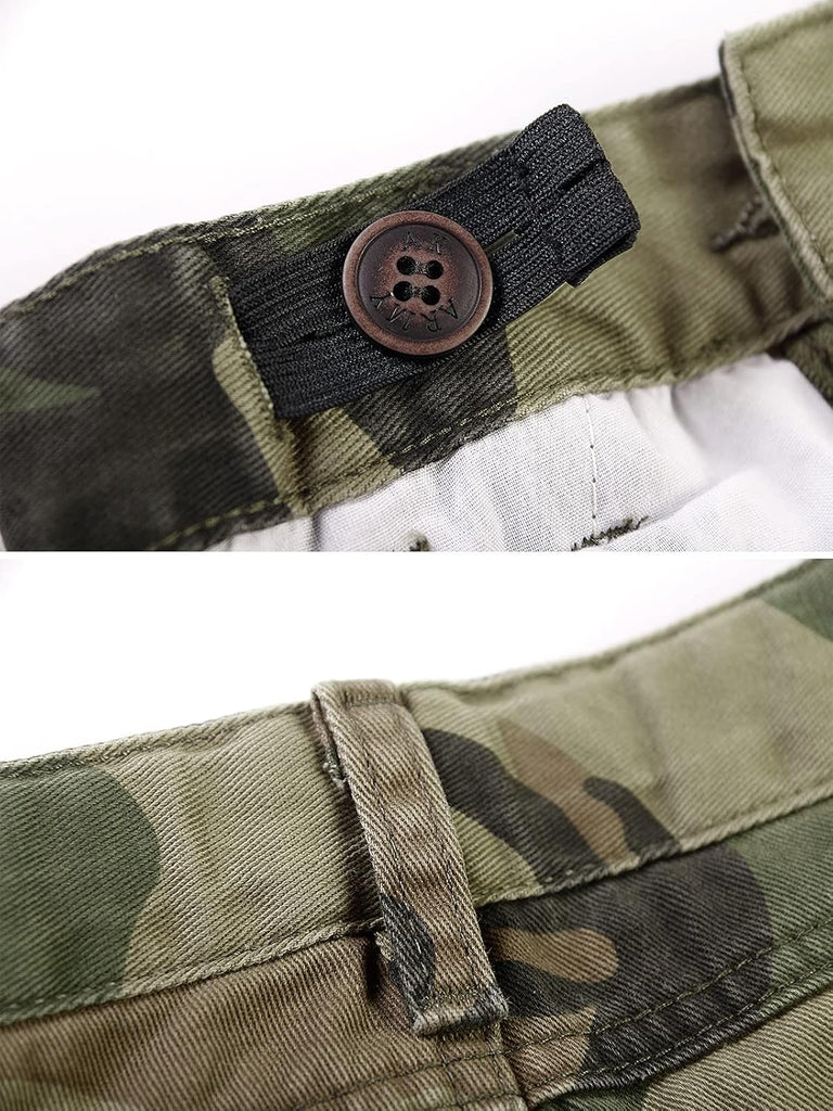Boys' Camo Military Cargo Pants, 8 Pockets Casual Outdoor Scout Hiking Trousers