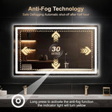 LED Bathroom Mirror with Lights, 30x50 Vanity Mirror Wall, Anti-Fog, Dimmable, Front Lit & Backlit, Memory Function