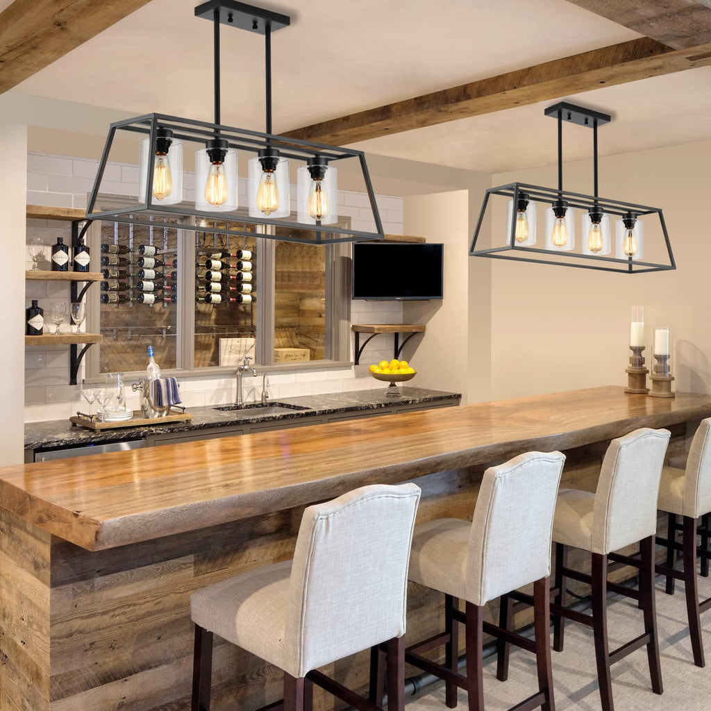 4-Light Black Farmhouse Chandelier Light Fixture