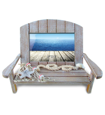 Brown Wooden Beach Chair 4x6 Picture Frame Decor - 9 Inches