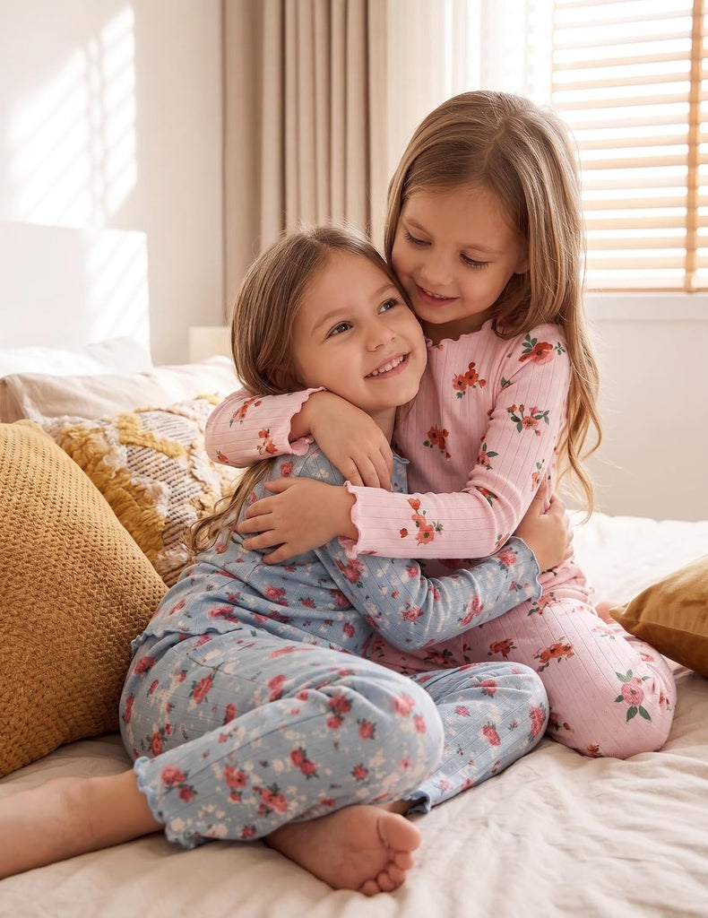 Pajamas for Girls Long Sleeve Sleepwear Kids Snug Fit Lettuce Pjs