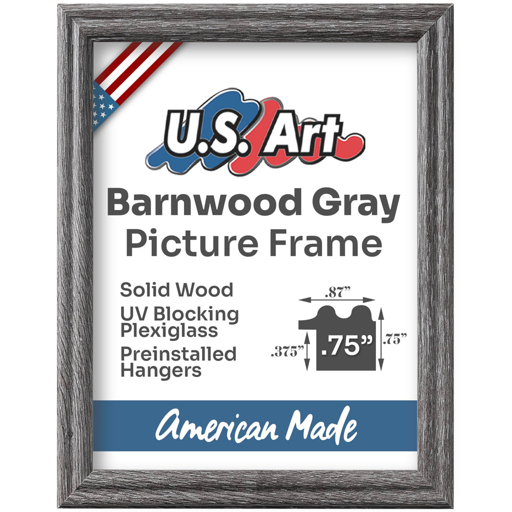 Barnwood Gray A6 Picture Frame .75" Inch Wide - Handmade American Solid Wood Picture Frames with Preinstalled Hangers