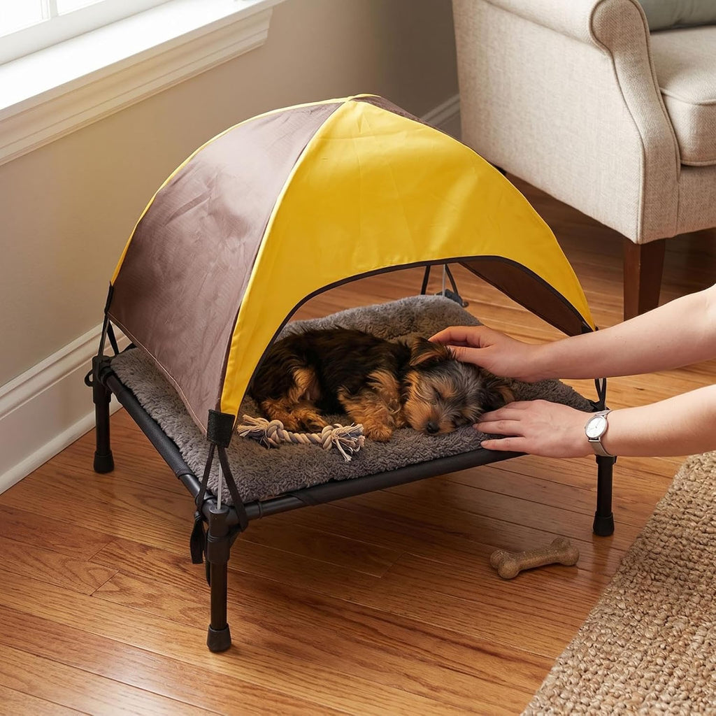 Outdoor Dog Bed with Canopy, Pet Chair with Removable Shade, Portable Pet Bed with Umbrella Water Resistant