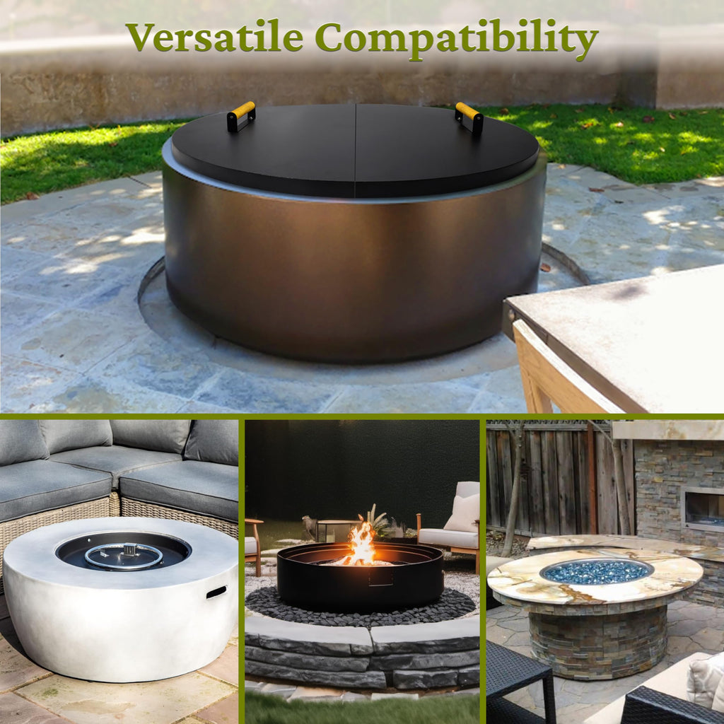 42" Round Fire Pit Lid - Heat Resistant Fire Pit Cover Lid