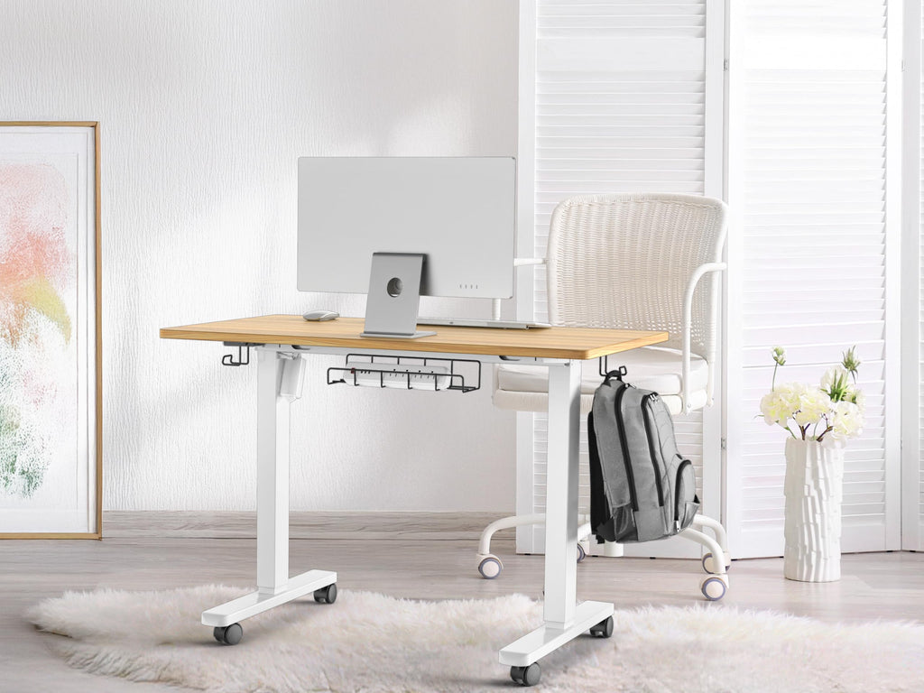40-Inch Mobile Electric Height Adjustable Standing Desk w/Drawer, Oak