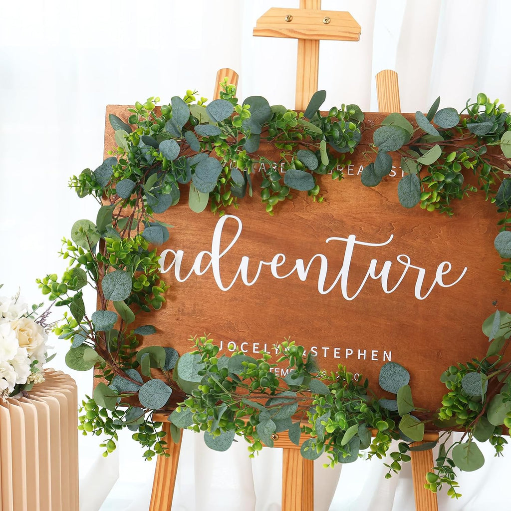 26.4ft Artificial Eucalyptus Garland Greenery Garland Fake Eucalyptus Leaves for Wedding Arch Farmhouse Mantle - Set of 4