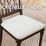 Farmhouse Dining Chairs Set of 2, Vintage Wooden Dining Room Chairs with Lattice Back, Turned Legs and Upholstered Seat with Nailhead Trim, Walnut Brown