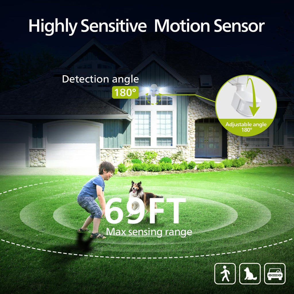 44W 3500/4200 lm LED Security Light Outdoor Motion Sensor/Dusk to Dawn, 5000K Daylight Flood Light, Waterproof, Dusk
