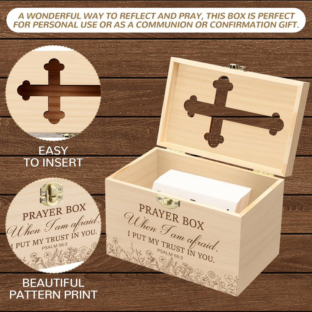 Prayer Request Box with 100 Pcs Prayer Cards, Wooden, Rustic