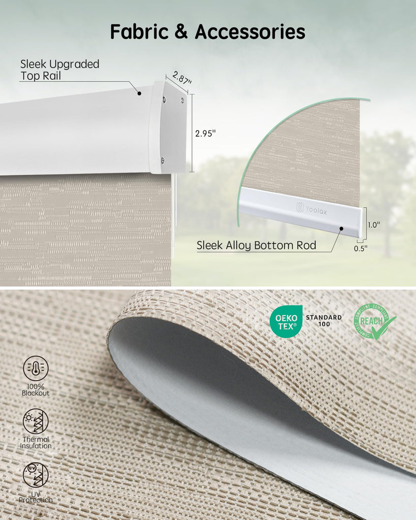 Motorized Blinds with Remote, Blackout Jacquard Coffee