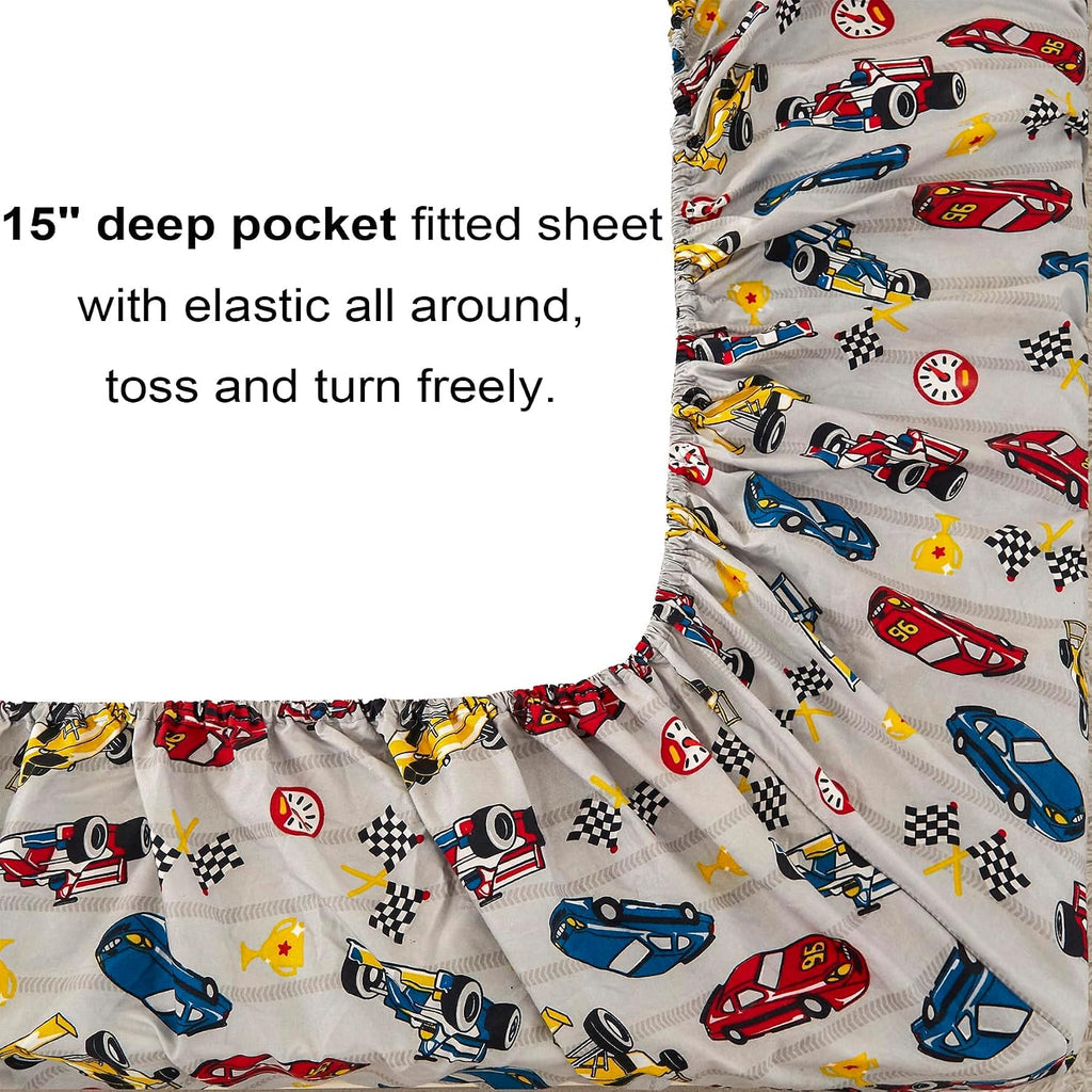 Twin Comforter Sets for Boys Kids, 6 Pieces Bed in a Bag Racing Car Bedding Comforter Sheet Set with Shams and