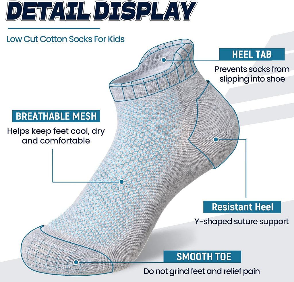 Kids Ankle Socks Low Cut Breathable Mesh Thin Cotton Socks For Little Boys Girls 9 Pairs