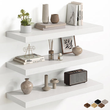 12 Inch Deep Floating Shelves, 32W x 12D Floating Shelf for Books, Rustic Wood Deep Wall Shelves Storage & Display