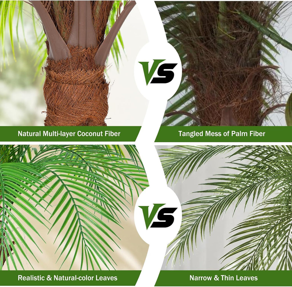 6ft Tall Artificial Phoenix Palm Tree with 18 Leaves, Large Fake Tropical Silk Tree Outside, Fake Tree Perfect