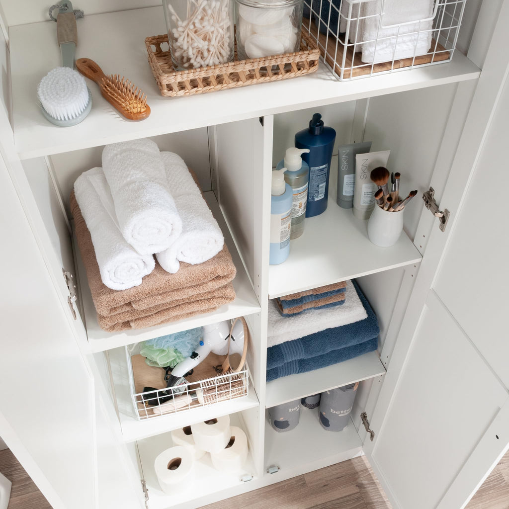 HomePlus Farmhouse Multipurpose Storage Cabinet Tall Pantry with Adjustable Shelves, in White Finish