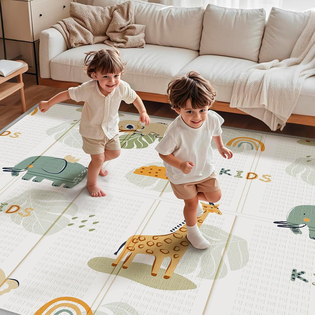 Foldable Baby Play Mat for Floor, Baby Floor Mat for Crawling, Reversible Waterproof & Non-Toxic Baby Foam Playmat