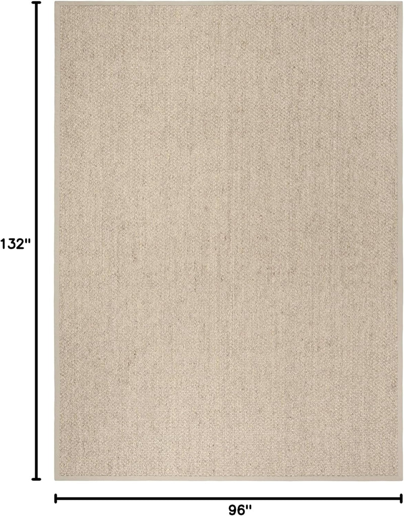 Area Rug 8x11 - Natural Fiber Collection - Large - Marble, Sisal, Woven Design with Border (NF525C)