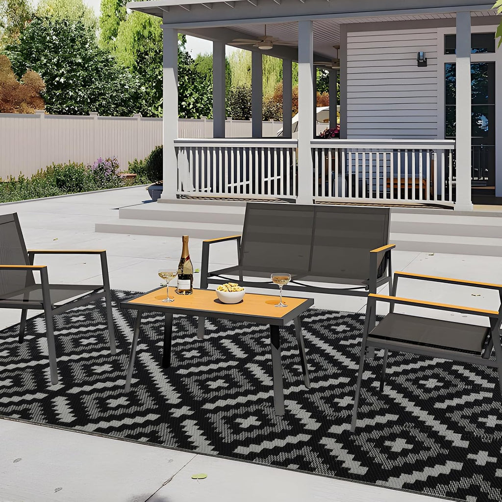Outdoor Rug Waterproof, Reversible Outdoor Plastic Straw Rug
