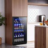 Beverage Fridge, 130 Can Mini Fridge With Glass Door, Beverage Cooler Refrigerat