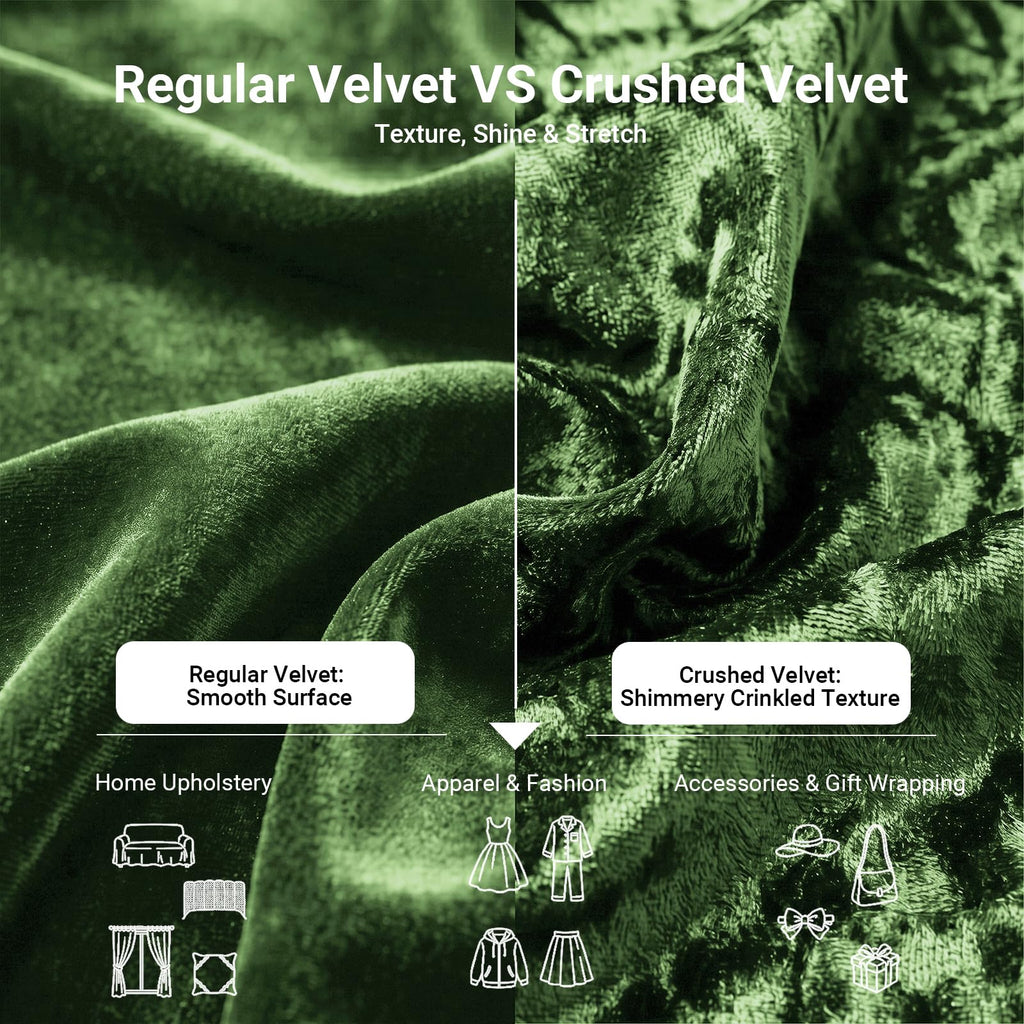 Crushed Velvet Fabric, 2 Way Stretch, 63 Inch x 1 Yard, Olive Green