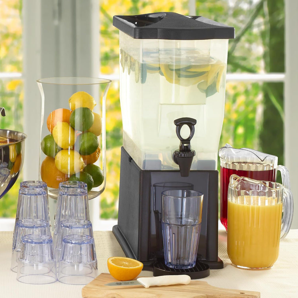 3 Gallon Slim Plastic Beverage Dispenser with Base
