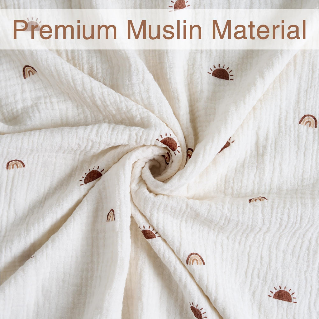 Muslin Fitted Crib Sheet, 100% Cotton, 28"x52", Sun Rainbow