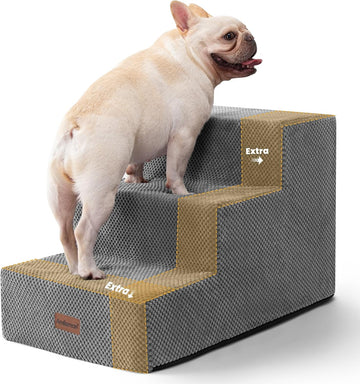 Dog Stairs for Small Dogs, Wider 3-Step Pet Steps for Couch & Bed