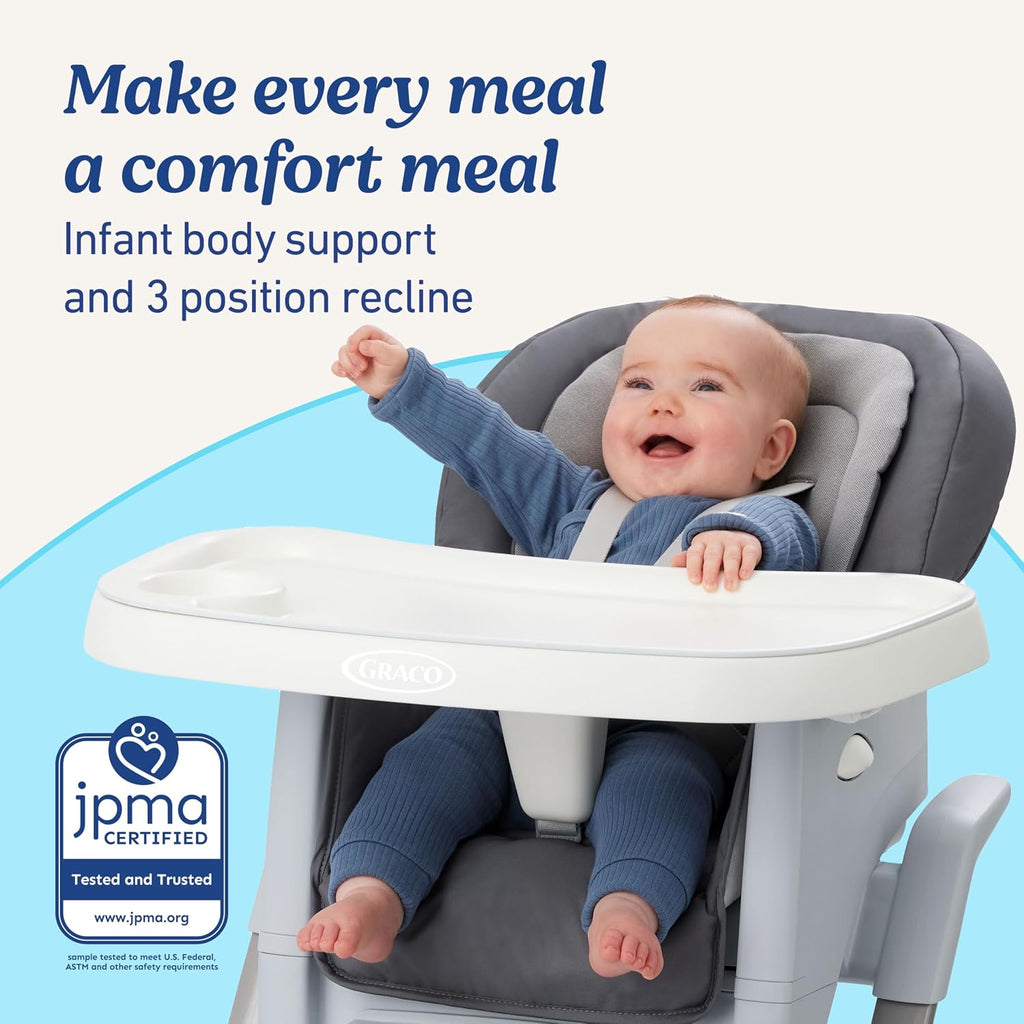 DuoDiner DLX 6-in-1 Convertible High Chair, Infant to Toddler Booster & Youth Stool, Adjustable Height & Recline