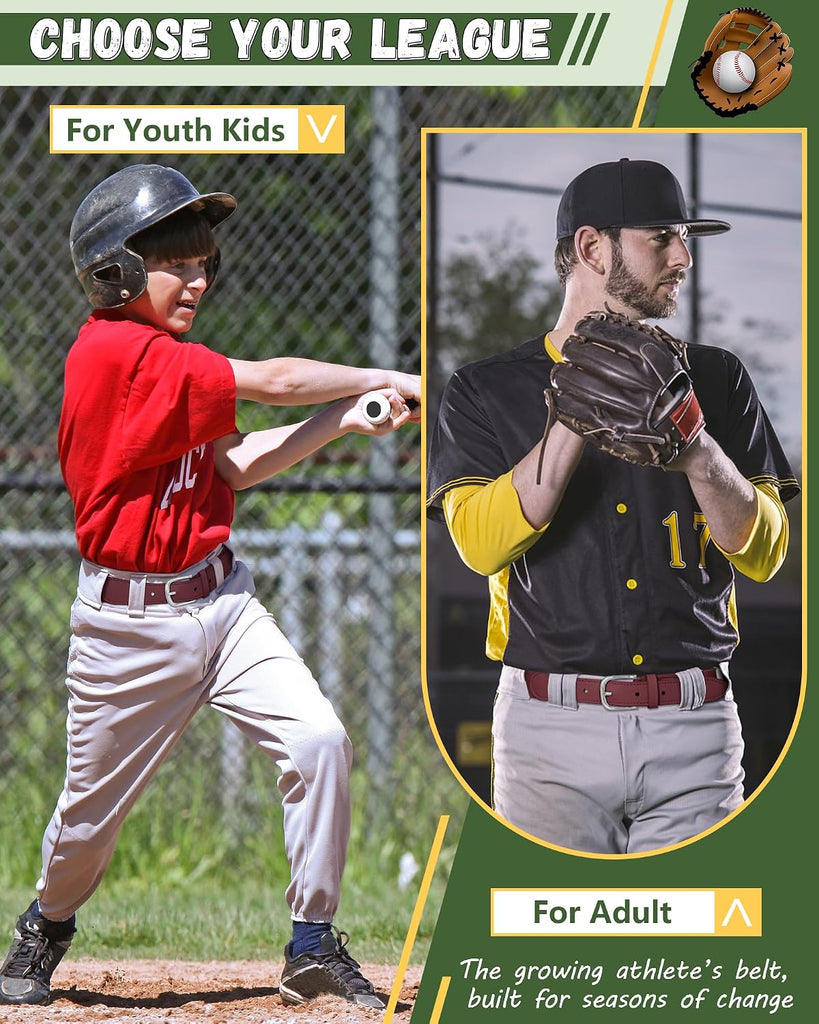 Youth Baseball Belt for Kids - Elastic Softball Belt for Girls