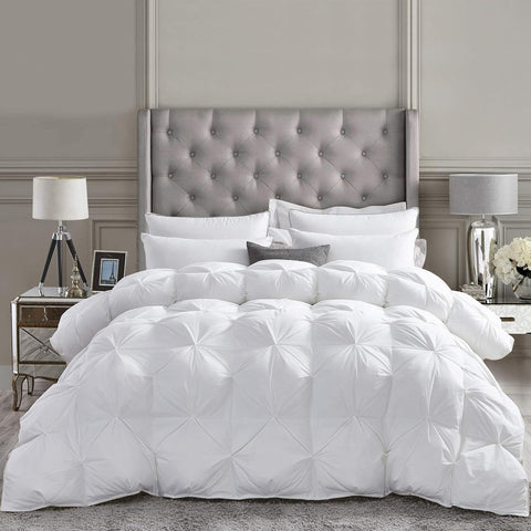 Luxurious All-Season Goose Down Feather Fiber Comforter Super King Duvet Insert (120x120)