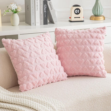 Heart Love Cute Decorative Valentines Throw Pillow Covers 18x18 - Set of 2