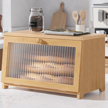 Bread Box - Wooden Countertop, 1-Tier, Bamboo
