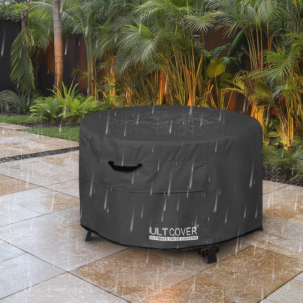 Waterproof Round Patio Fire Pit Table Cover 32 inch, Black