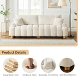 VANOMi Boucle Sofa Couch, 91" Comfy Tufted Upholstered Cloud Couches, Modern 3 Seater Sofa with Pillows