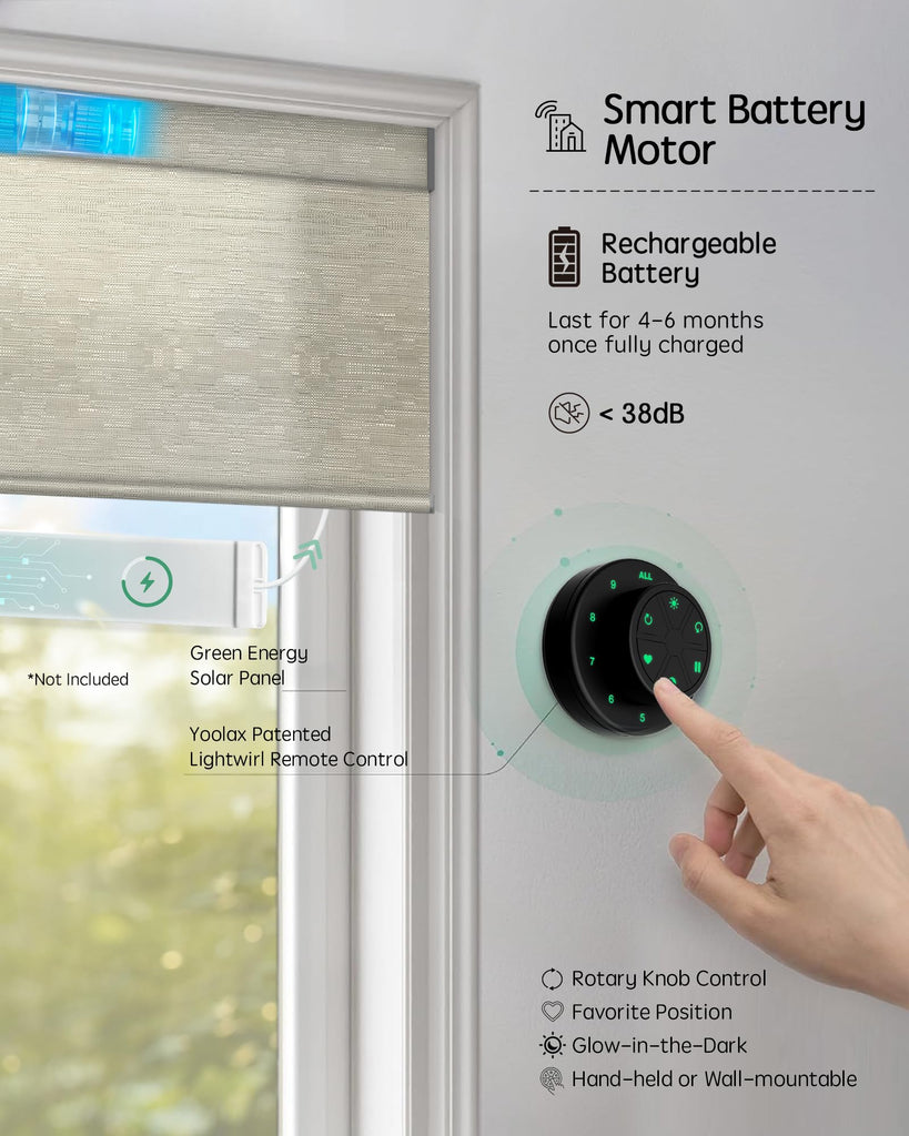 Motorized Blinds with Remote, Light Filtering Smart Window Blinds