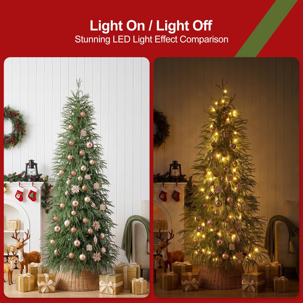 7ft Prelit Christmas Tree - Artificial Norfolk Pine, 220 LEDs