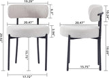 EDWELL Boucle Dining Chairs Set of 2, Round Upholstered Dining Room Chairs with Black Metal Legs