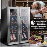 24-Bottle Wine Fridge - Dual Zone Cooler for Red & White Wines, 41°F - 64°F Temp