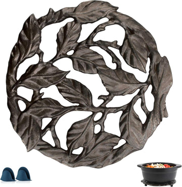 Cast Iron Trivet, 7.28 inch Metal Trivet for Hot Dishes, Heat-Resistant Decorative Trivets to Protect Dining
