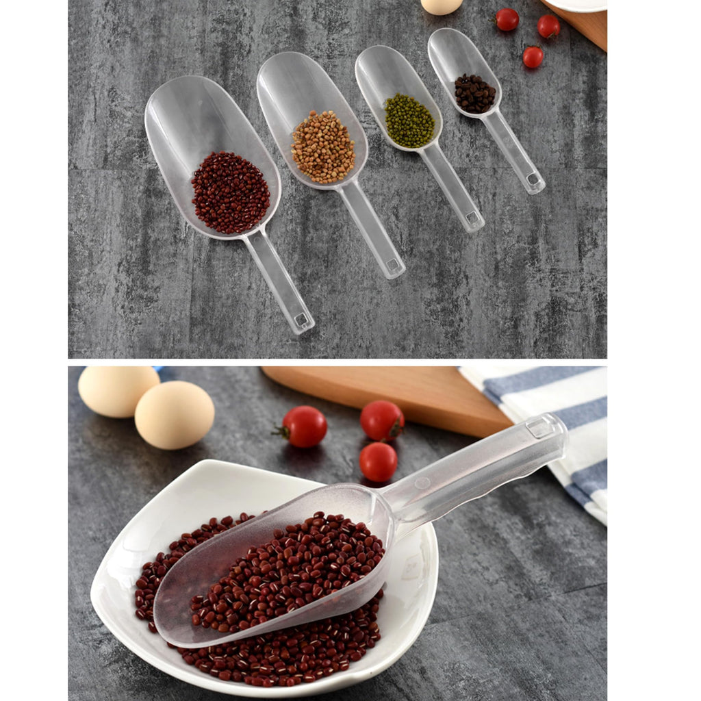 3PCS Clear Plastic Ice Scoop, 6 ounces Alec Ice Scoops, Scoop for Ice Bucket Ice, Popcorn, Coffee Beans, Flour (6 oz.)
