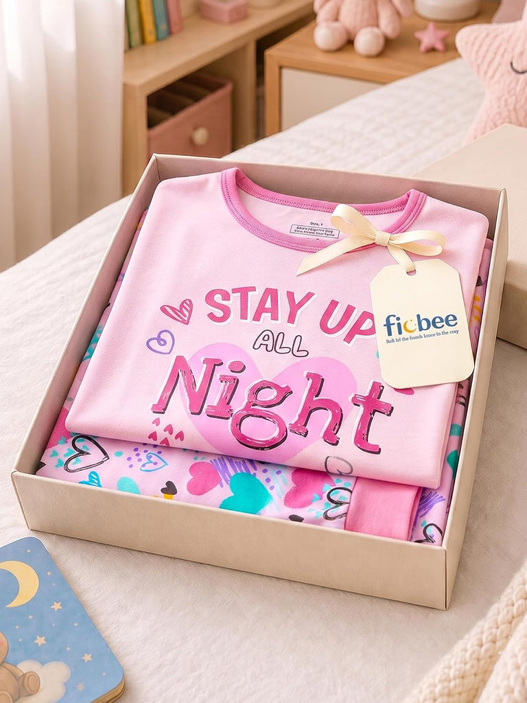 Girl Pajamas Viscose Long Sleeve Sleepwear Snug-Fit Kids Pjs Clothes