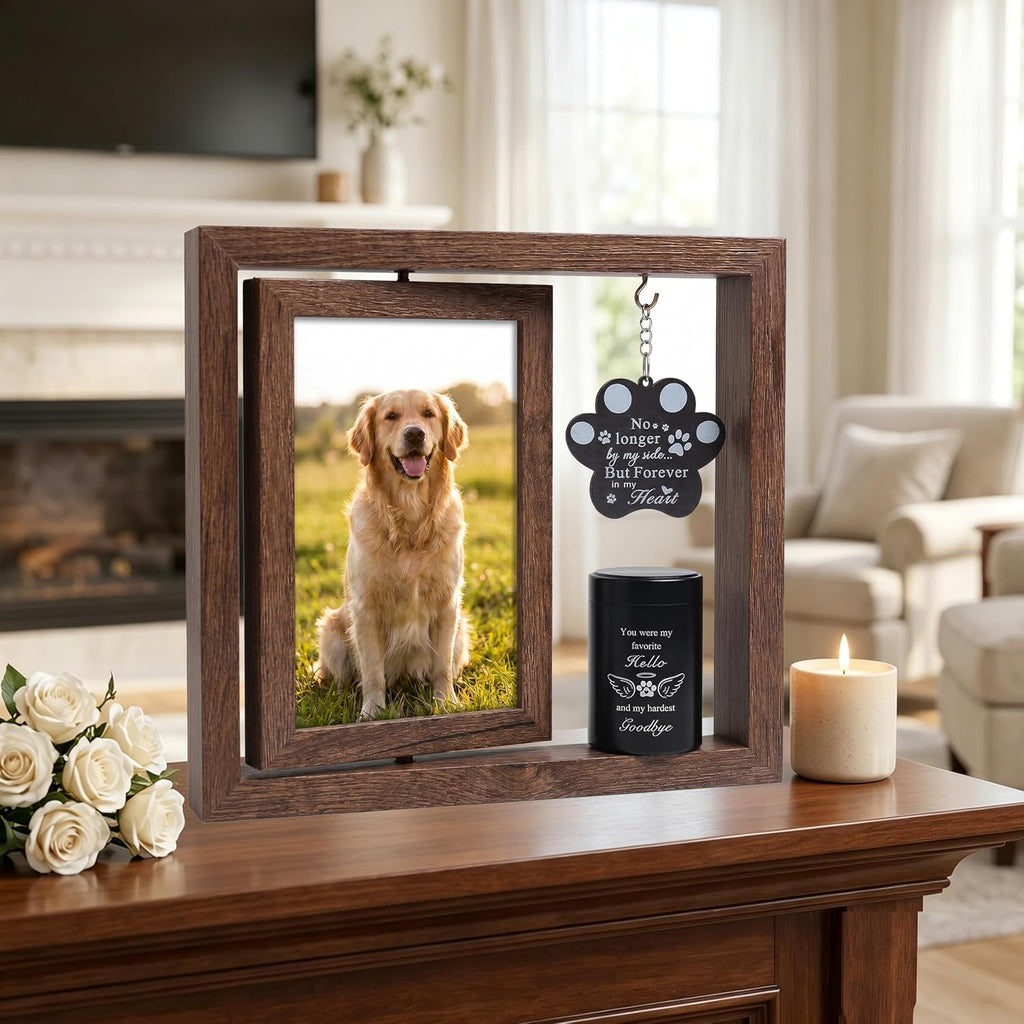 Memorial Gifts for Loss of Pet - Memorial Picture Frame and Small Urn Set