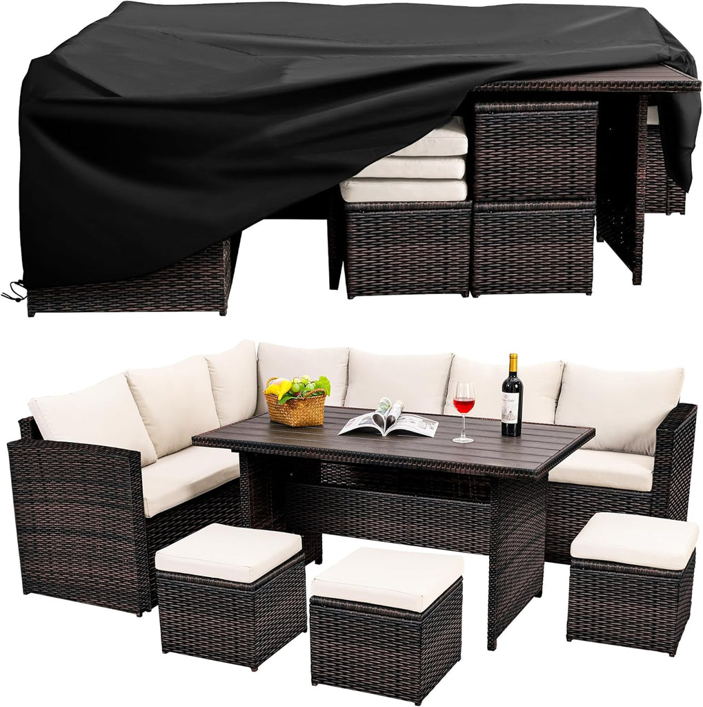 Patio Furniture Set, 7 Pieces Outdoor Patio Furniture with Dining Table&Chair, All Weather Wicker Conversation Set